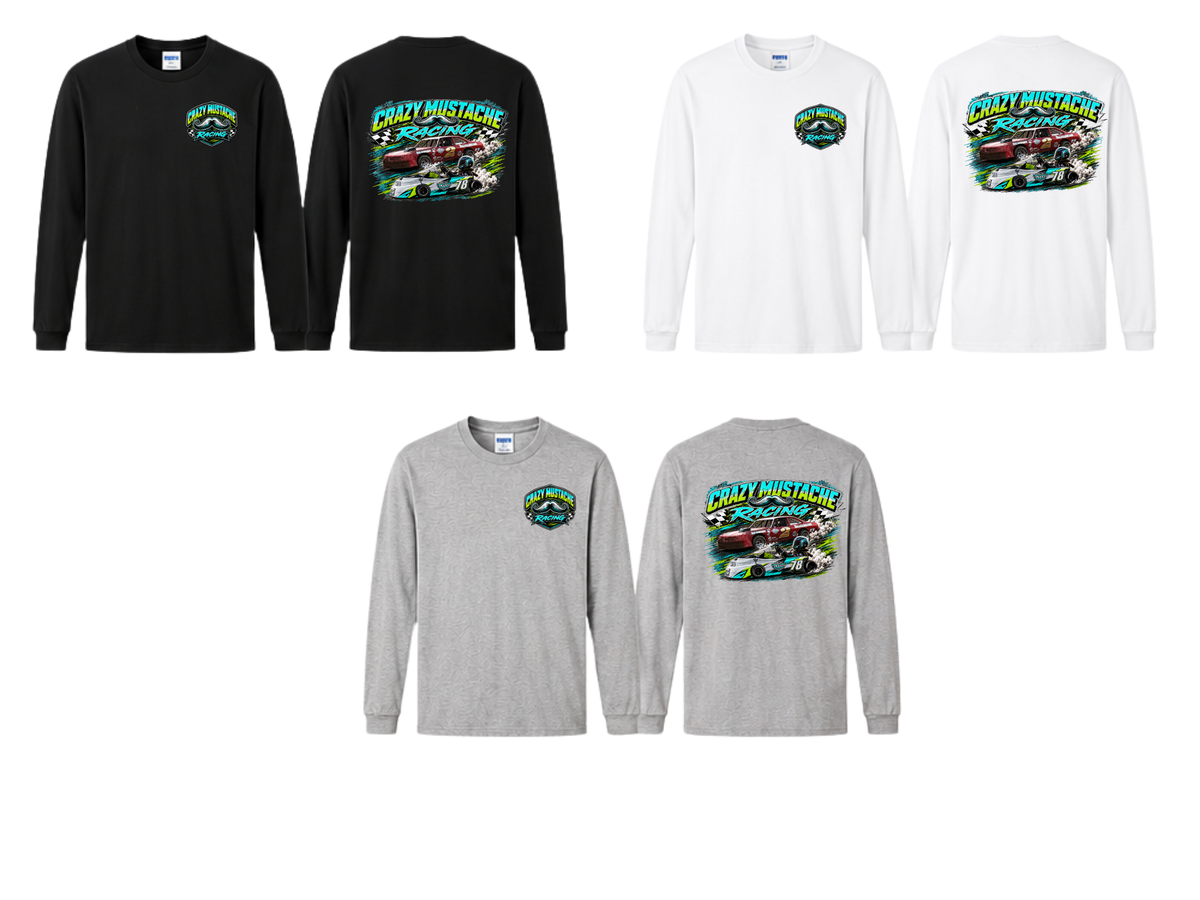Crazy Mustache Racing Long Sleeve T-shirt